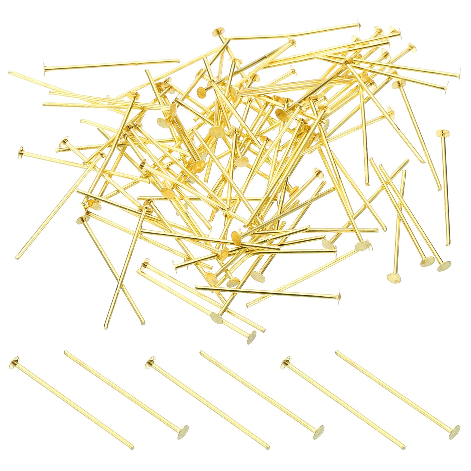 PATIKIL 1.18x0.09" Copper Chandelier Connector Pins, 300Pcs Chandelier Crystal Clips for Fastening Crystals Parts, Chandelier Replacements, Gold