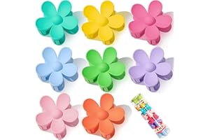 MAJOMI Flower Hair Claw Clips Flower Hair Clips 8PCS Cute Hair Clip Matte Hair Clips Big Claw Clip Strong Hold Jaw Daisy Clip Barrettes Large Hair Clamps Thin Thick Hair For Women Girls Gifts 8 Colors