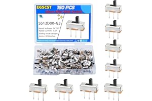 EGSCST 150PCS Micro Mini Slide Switch SPDT Toggle Switches 1p2t 2 Position 3 Pin Small Miniature Vertical Panel Mount Knob for Arduino PCB Breadboard Electronic Project - SS12D00G 3mm DC 50V 0.5A