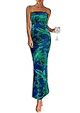 PRETTYGARDEN Womens Summer Printed Tube Maxi Dress