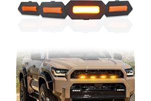 ZDEERAOTO 4pc Smoked Housing Amber LED Front Centra Grille Lights DRL Feature Kit for Toyota 4runner 2025 TRD & TRD PRO & Trailhunter,OEM Grill Led Grill Light for 4Runner Accessories (Yellow)