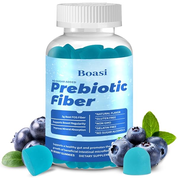 BOASI PREBIOTIC FIBER GUMMIES FOR ADULTS,DIGESTIVE HEALTH,VEGAN GLUTEN FREE FIBER GUMMIES,SOLUBLE DIETARY FIBER SUPPLEMENTS