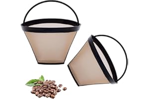 2pcs Reusable #4 Cone Coffee Filter Basket for Ninja and Cuisinart Coffee Makers and Accessories - 2 Pack Permanent Replaceme