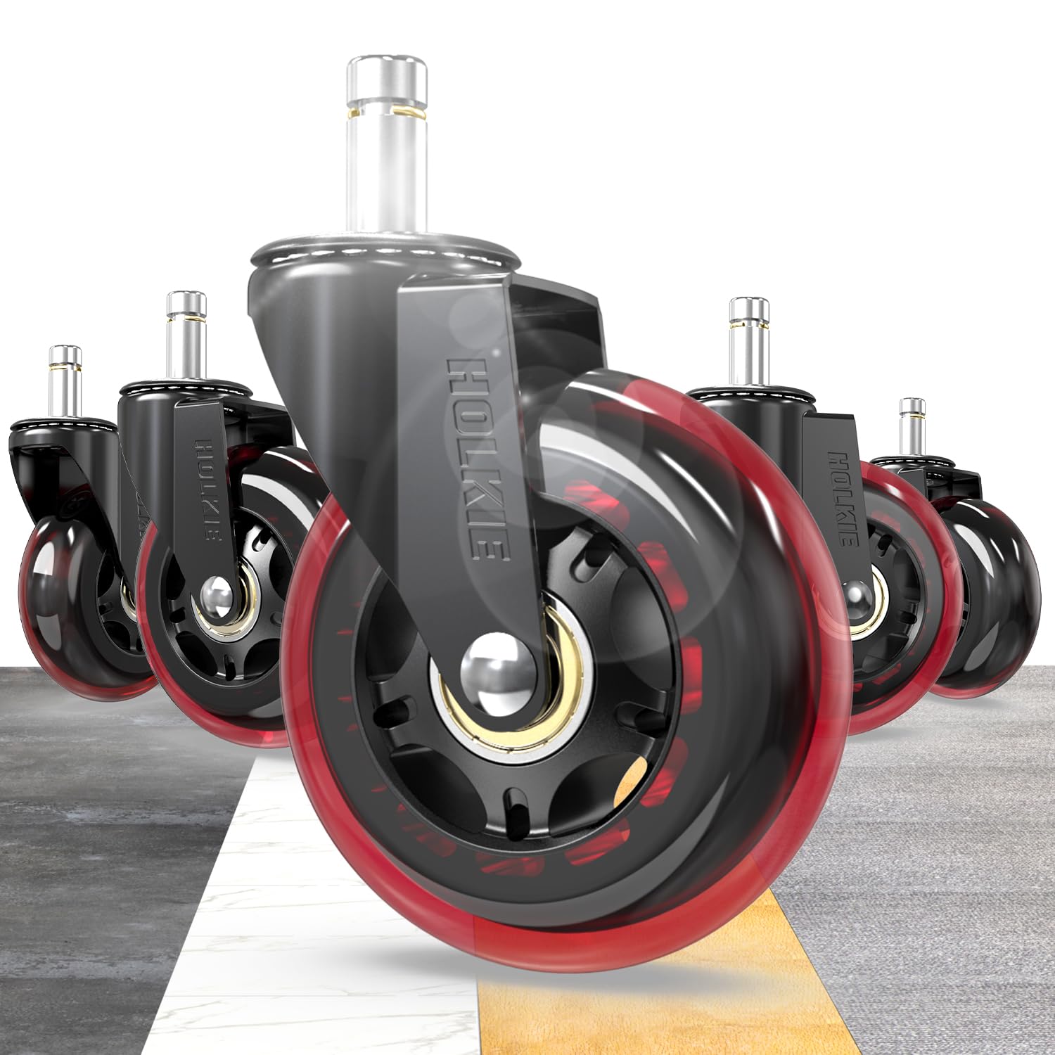 HOLKIE Office Chair Wheels Red Compatible with 1KEA