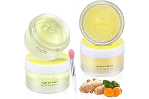 ANAI RUI ANAIRUI Lip Therapy Set - Lip Care Kit - Includes Sugar Lip Scrub & Jelly Lip Sleep Mask, Lips Balm & Moisturizer, Dark Lip Care, Moisturizing for Fuller, Softer Lips (Turmeric & Honey)