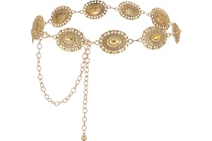 WHIPPY Women Concho Chain Belt Metal Link Western Cowgirl Turquoise Chain Belt for Dress
