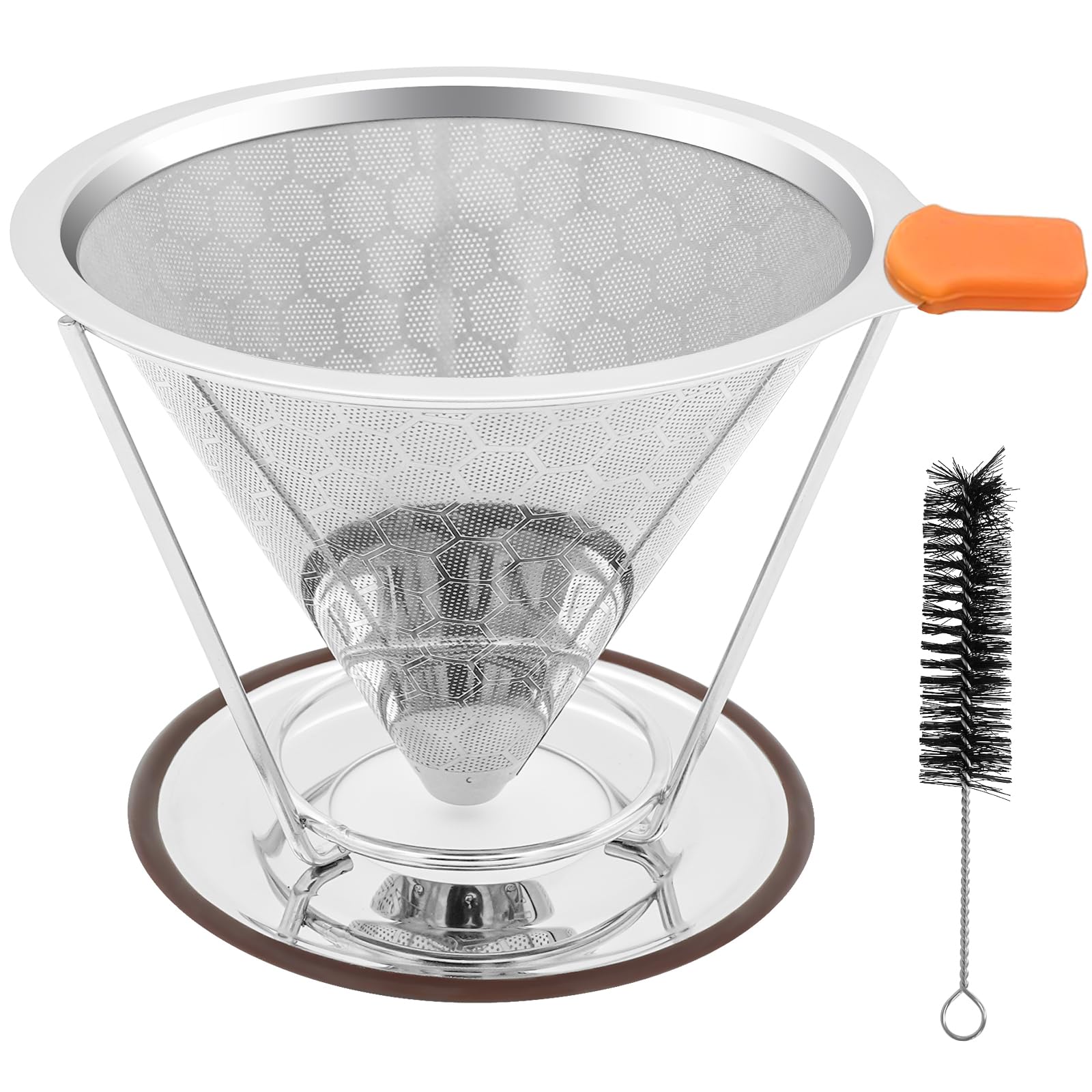 Photo 1 of X-VESOLJE Pour Over Coffee Dripper, Paperless Pour Over Coffee Filter, Reusable Pour Over Coffee Maker Set, Dual-Layer Stainless Steel Cone Filter, Detachable Dripper Stand, Single Cup Brewer 1-2 Cup