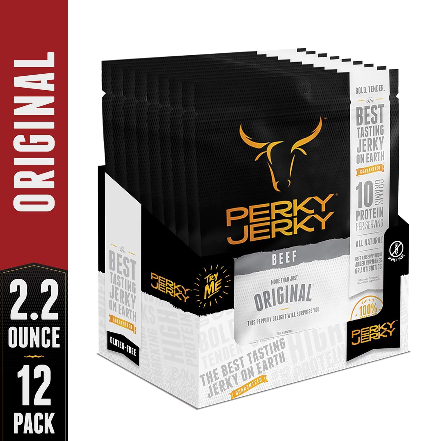 Perky Jerky 100 GrassFed Beef Original, 2.2 (Original, 2.2 oz. (12