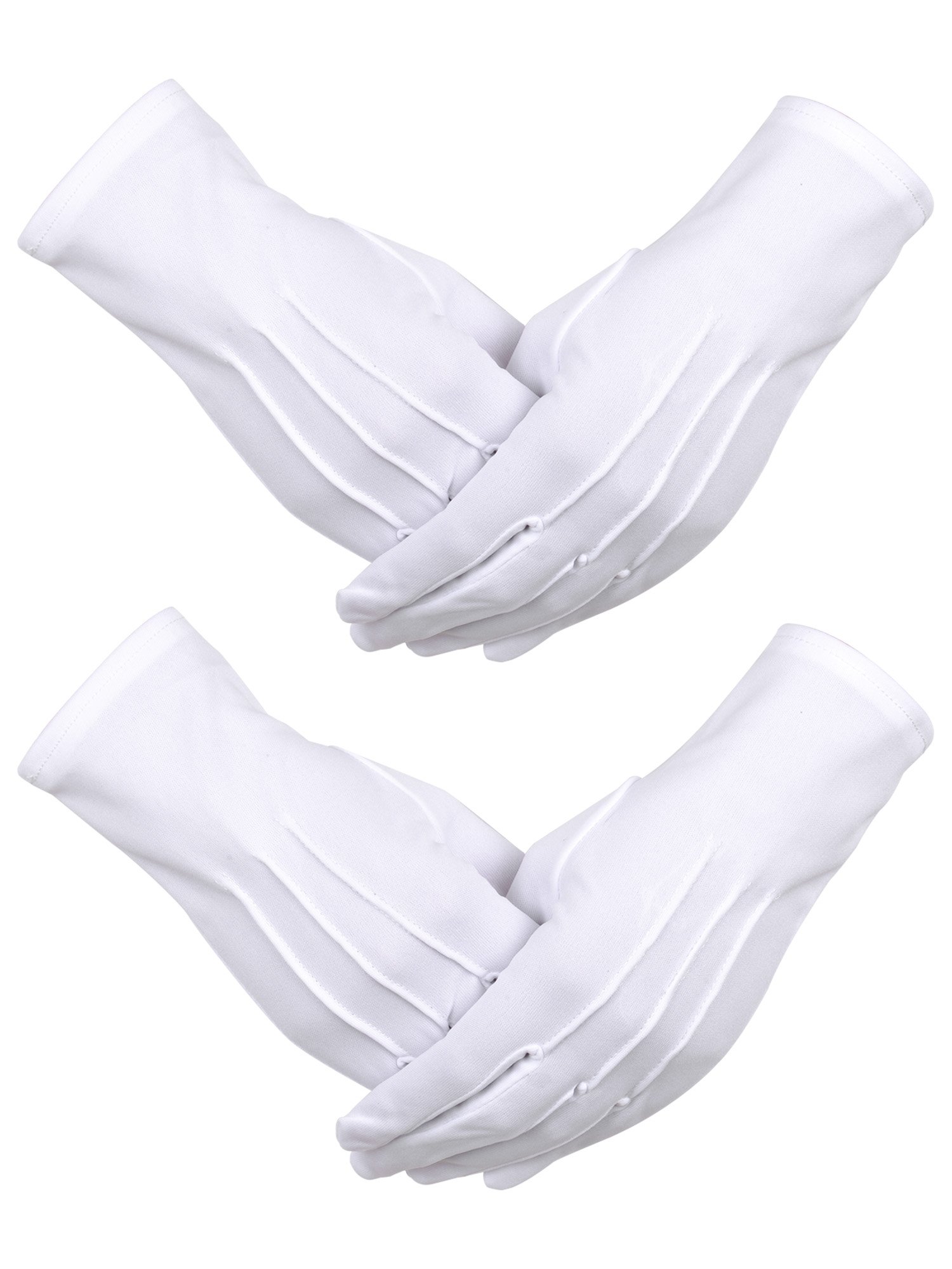 Sumind 2 Pairs Nylon Cotton Gloves for Police Formal Tuxedo Honor Guard Parade Costume, White, 25 x 9 cm