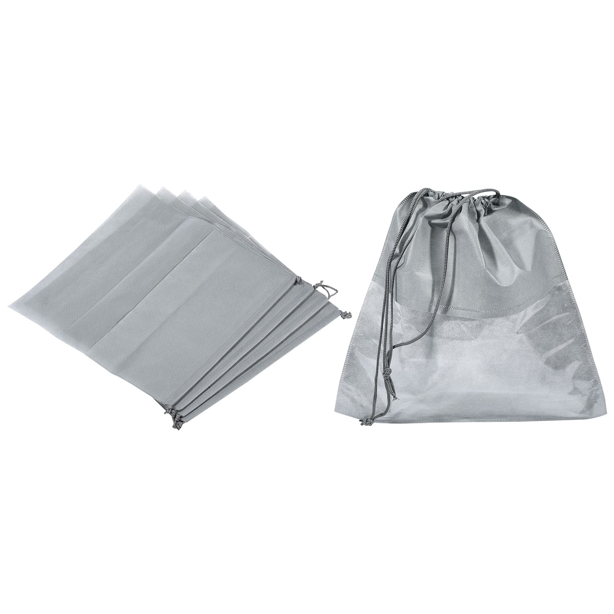 PATIKIL 19.7 Inch Non-Woven Fabric Handbag Dust Cover, 5 Pack Dustproof Storage Organizer Drawstring Bag for Handbags Purses, Gray