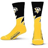 For Bare Feet Black Wave Crew Sock NHL Large