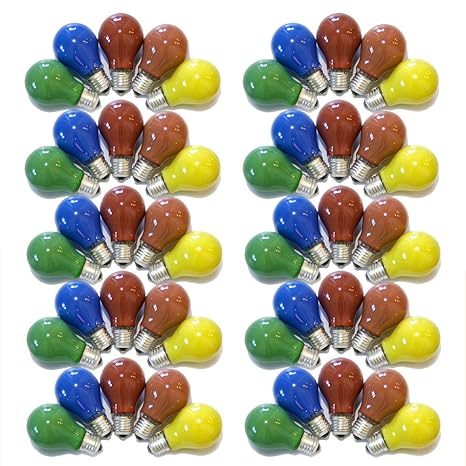 50er Set Glühbirnen farbig gemischt 11W E27 Rot Gelb Grün Blau Orange