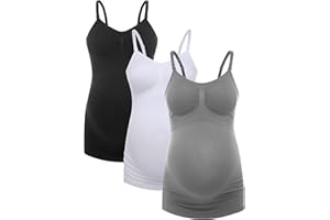 HOFISH Women's Seamless Maternity/Nursing Tank Tops with Built-in Bra Comfortable Stretch Camisole for Breastfeeding