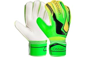 OBBSEN Soccer Goalie Gloves with Finger Spines, Soccer Goalkeeper Gloves for Kids, Youth&Adult , Strong Grip Anti-Slip Latex Palm Breathable Goalkeeping Gloves with Finger Protection, Men/Women/Boys/Girls