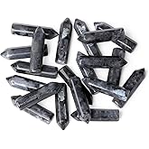 10PCS Black Labradorite Natural Healing Crystals Stones Sets Polished Tumbled Pocket Gemstones Bulk Hexagonal Points Reiki Energy Balancing Chakra Meditation Therapy Desk Decor Gift