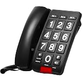 Cirbic Big button landline phone for seniors or visually impaired with high contrast colors and loud volume (Black)