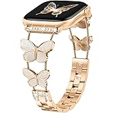 Omnillert Metal Band Compatible with Apple Watch Bands for Women 40mm 42mm 41mm 38mm, Cute Dressy Fancy Slim Wristband Thin Metal Strap for iWatch Series 11 10 9 8 7 6 5 4 SE 3 2 1, Shining Rose Gold