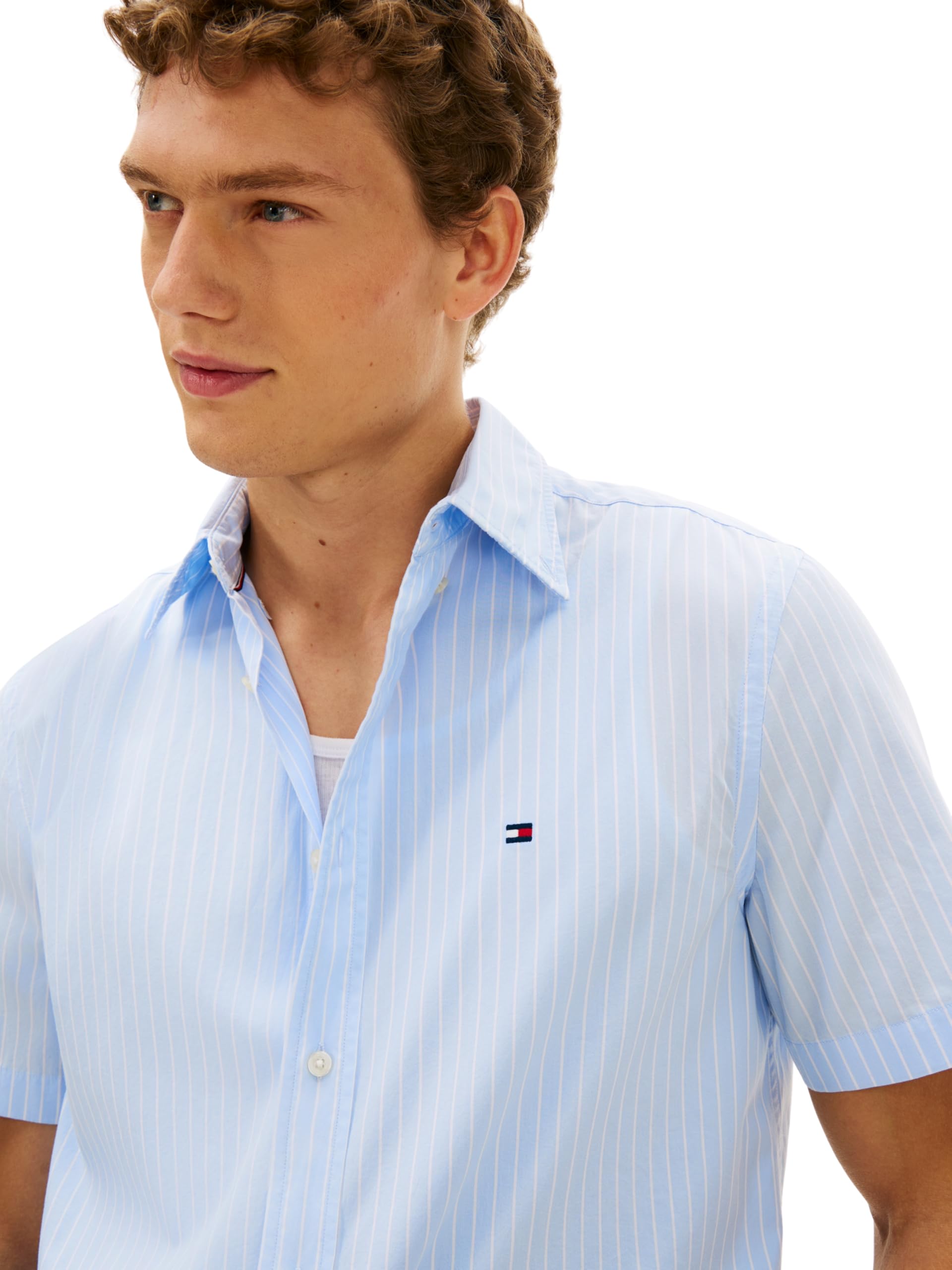 Tommy Hilfiger Herren Hemd Flex Poplin aus Baumwolle, Blau (Sweet Blue/Stripe), L 3