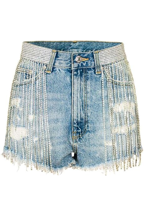 XKSYDER Fringed High Waist Denim Flash 