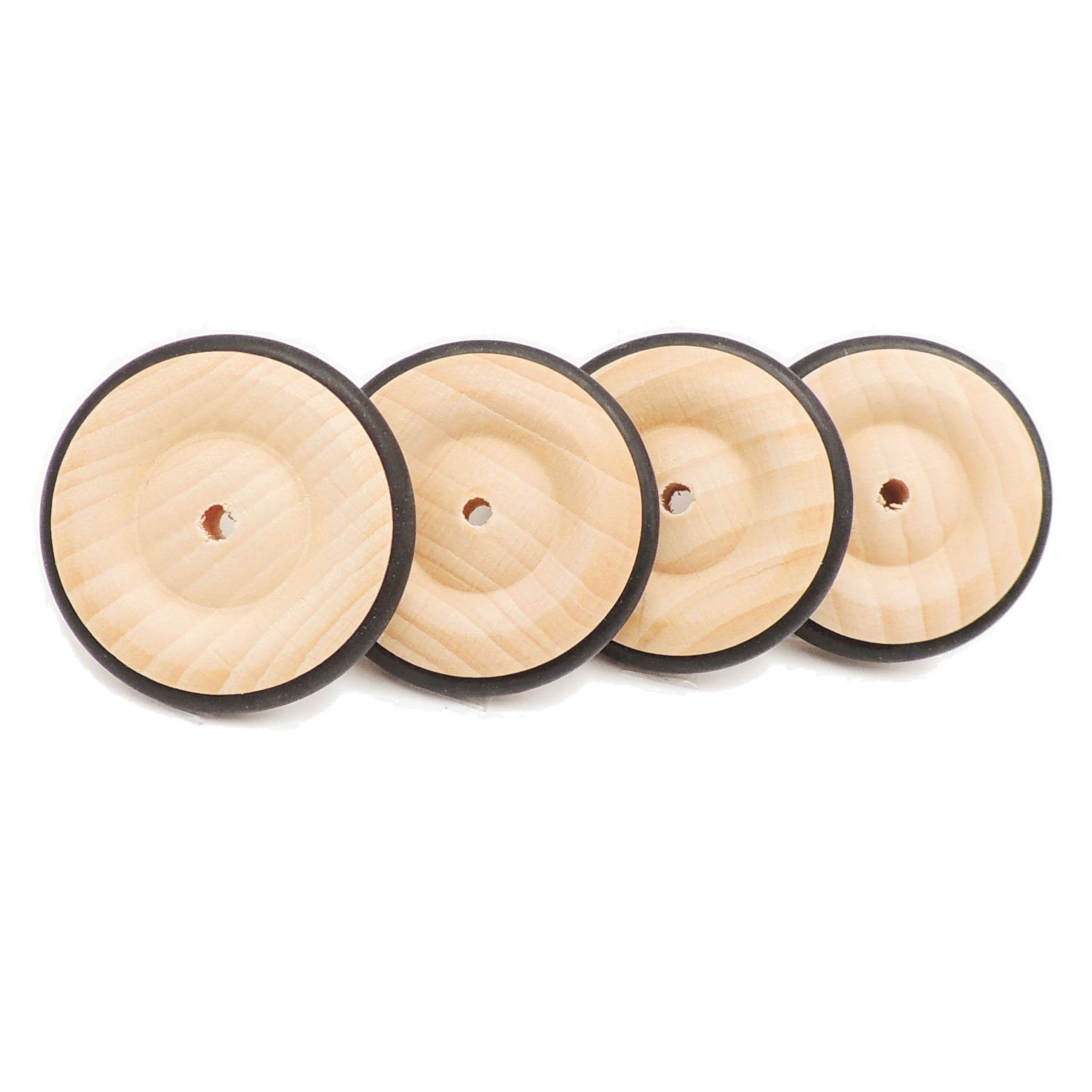 JOWE Wooden Wheels with Rubber 43mm, 4 pcs | Toy Wheel in wood made in Austria