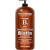 New York Biology Biotin Shampoo for Growth and Thinning Hair - Thickening Formula for Loss Treatment - For Men & Women - Anti
