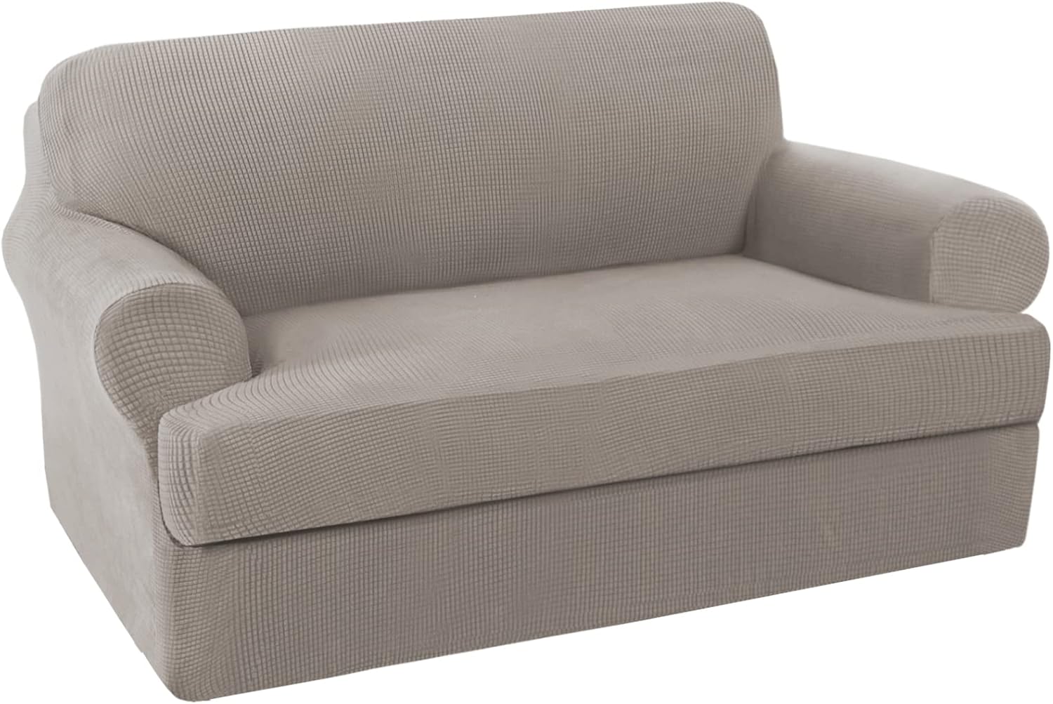 Slipcovers - H.VERSAILTEX High Stretch 2-Piece Loveseat Furniture Cover/Slipcover for 2 Cushion Couch Fit Lovesat Width Up to 70 Inch, Suit for T Cushion/Box Cushion (Loveseat, Taupe)