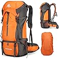 ShowyLive 70L Backpack - Waterproof Hiking Backpack for Men and Women - Lightweight Camping and Backpacking Backpack with Rain Cover and Comfort Design, Orang