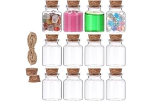 MIUKADA 15 ml Mini Bottles with Cork, 12 Pack Glass Vials with Corks, Tiny Spell Jars, Glass Sand Bottles, Small Potion Bottles, Glass Jars with Cork, Small Glass Bottles for Crafts, Decoration, Party Favors