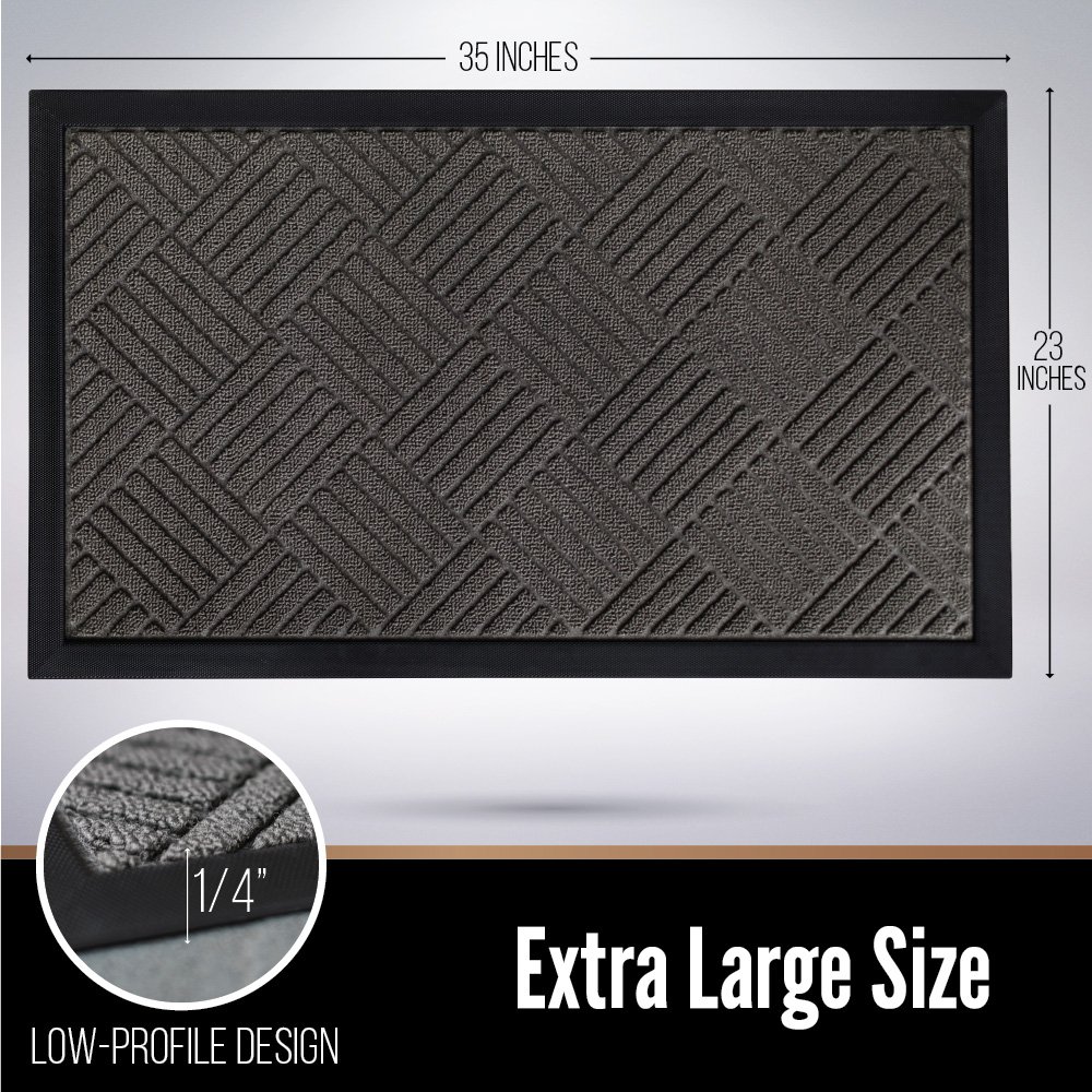 Gorilla Grip Original Durable Rubber Door Mat (35 x 23) Heavy Duty Doormat for Indoor Outdoor, Waterproof, Easy Clean, Low-Profile Rug Mats for Entry, Patio, High Traffic Areas (Gray Diamond)