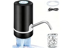 XSBAIHUO Water Dispenser Pump-5 Gallon USB Rechargeable Portable, Electric Water Pump for Water Jugs with Auto Stop and Silicone Caps Ideal for Home Office Camping and Travel(Black)