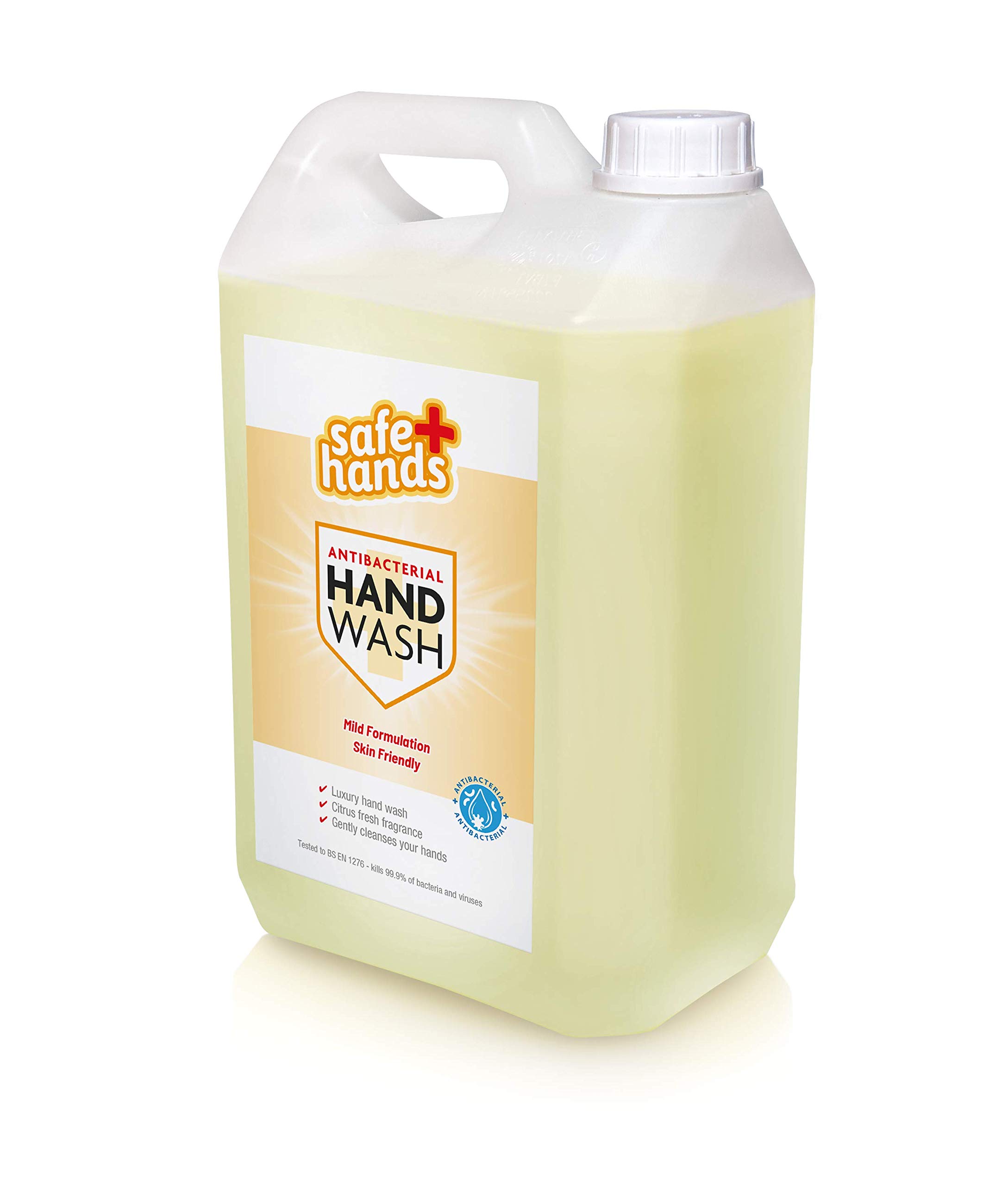 Safe Hands | Hand Wash Liquid Soap | Citrus Scent of Mandarin, Lime & Basil | 5 Litre Refill | Antibacterial & Antiviral | Kind to Skin | Tested & Certified