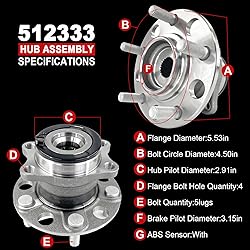 Pair 512333 Rear Wheel Bearing Hub Assembly