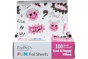 ForPro Professional Collection FUN Cool & Happy Vibes Foil Sheets, Aluminum, Pop-Up Foil Dispenser, Hair Foils for Color Application & Highlighting Services, Food Safe, 5” W x 10.75” L, 100-Count
