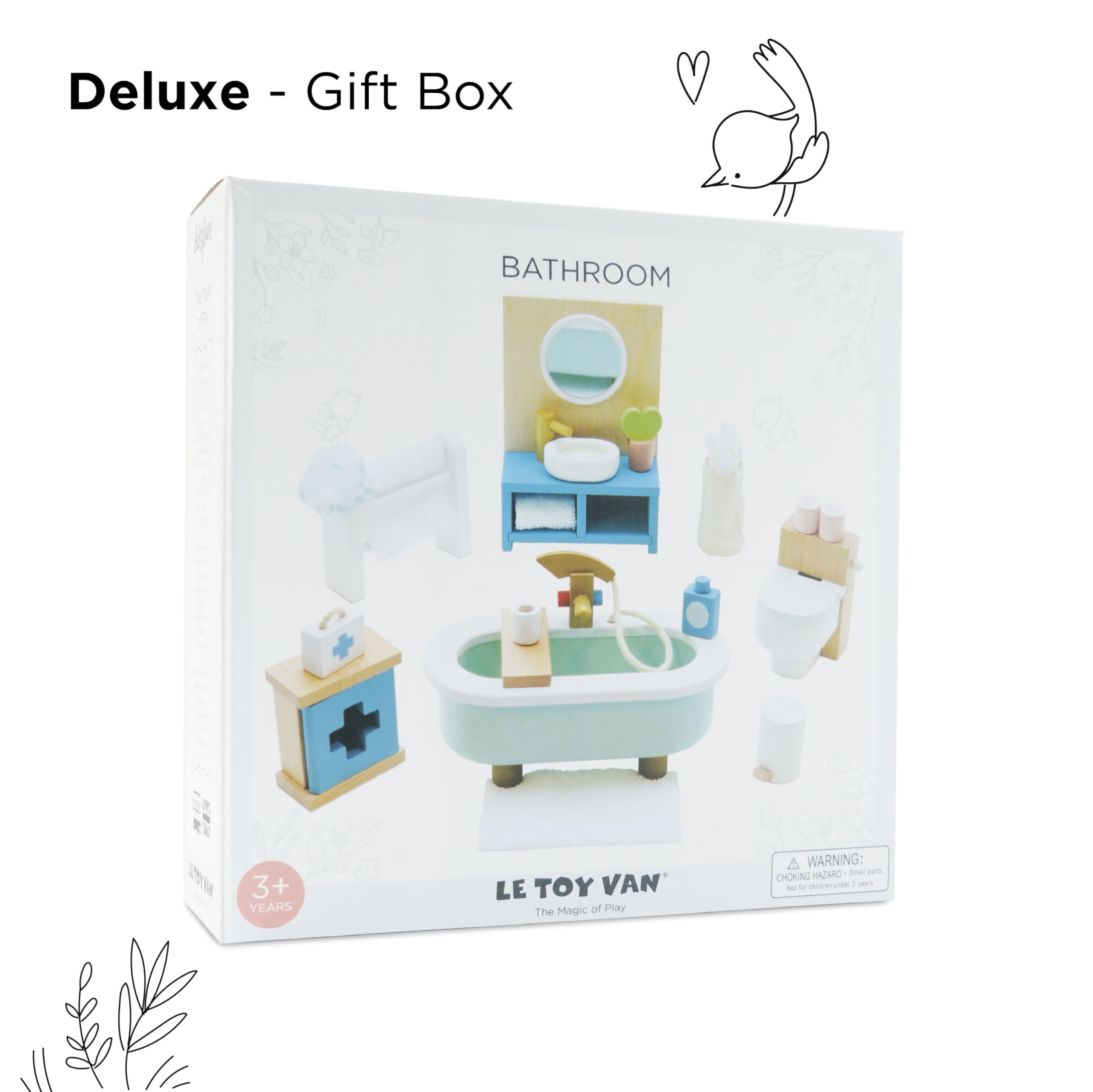 Le Toy Van - Daisylane Bathroom Premium Wooden Toys Dolls House Accessories |Playset For Doll House | Girls Dolls House Furniture Sets - Suitable For Ages 3+