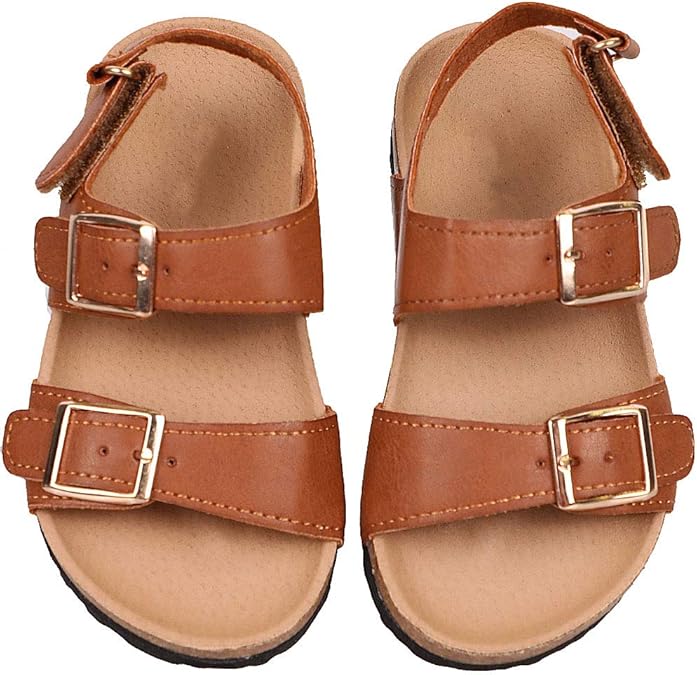 Amazon.com | Lucky Top Kids Double Strap Cork Flat Sandals (MARS-1A) Chestnut (Brown, Numeric_6 