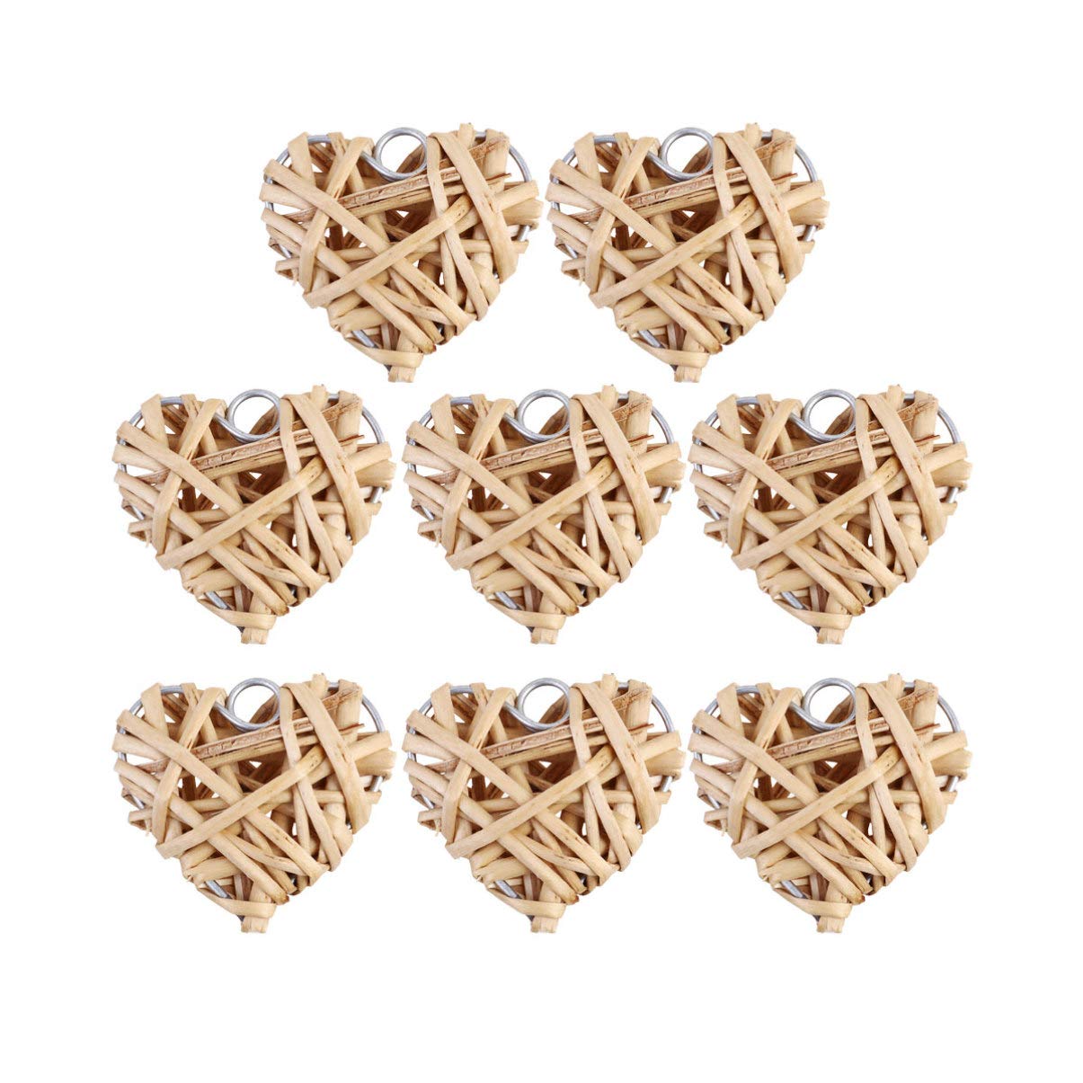 Garneck 8pcs Heart-shaped Willow Woven Pendants for Valentines Day Colorful Hanging Decor for Bar Living Rattan Love Heart Decorations
