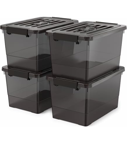 Amazon.com - YYXB 8-Pack Clear Black Plastic Storage Bins with