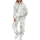 TERIVEEK Camo Sweatsuits for Women 2 Piece Outfits Maple Leaf Print Hoodie Sweat Sets Pants Camouflage Tracksuits Lounge sets