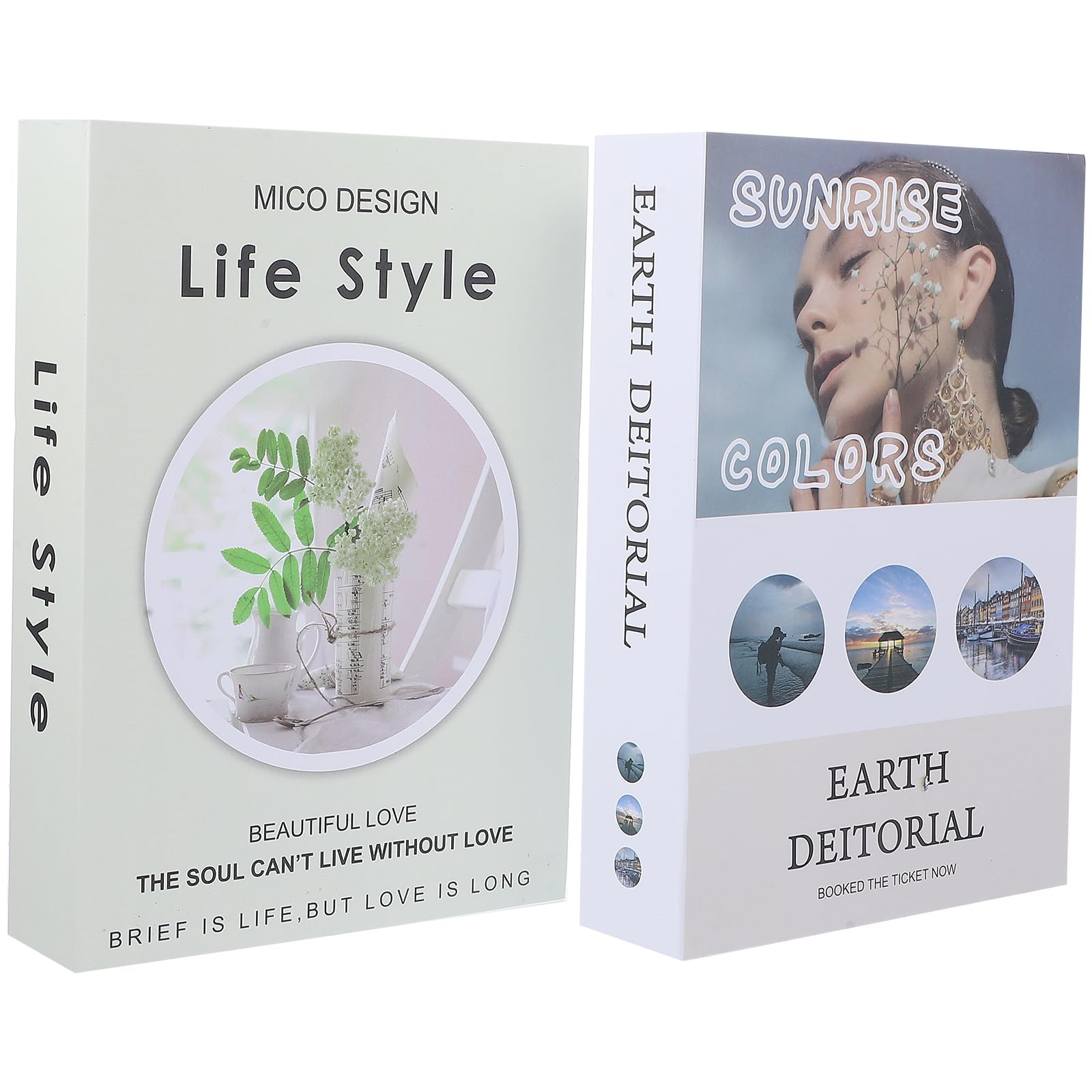 Angoily 2 Pcs Decoration Fake Books Modern Faux Books Bookshelf Diaplay False Book Model Stack Photo Props Ornaments for Shelf Library Home Office Cafe Bar Decor