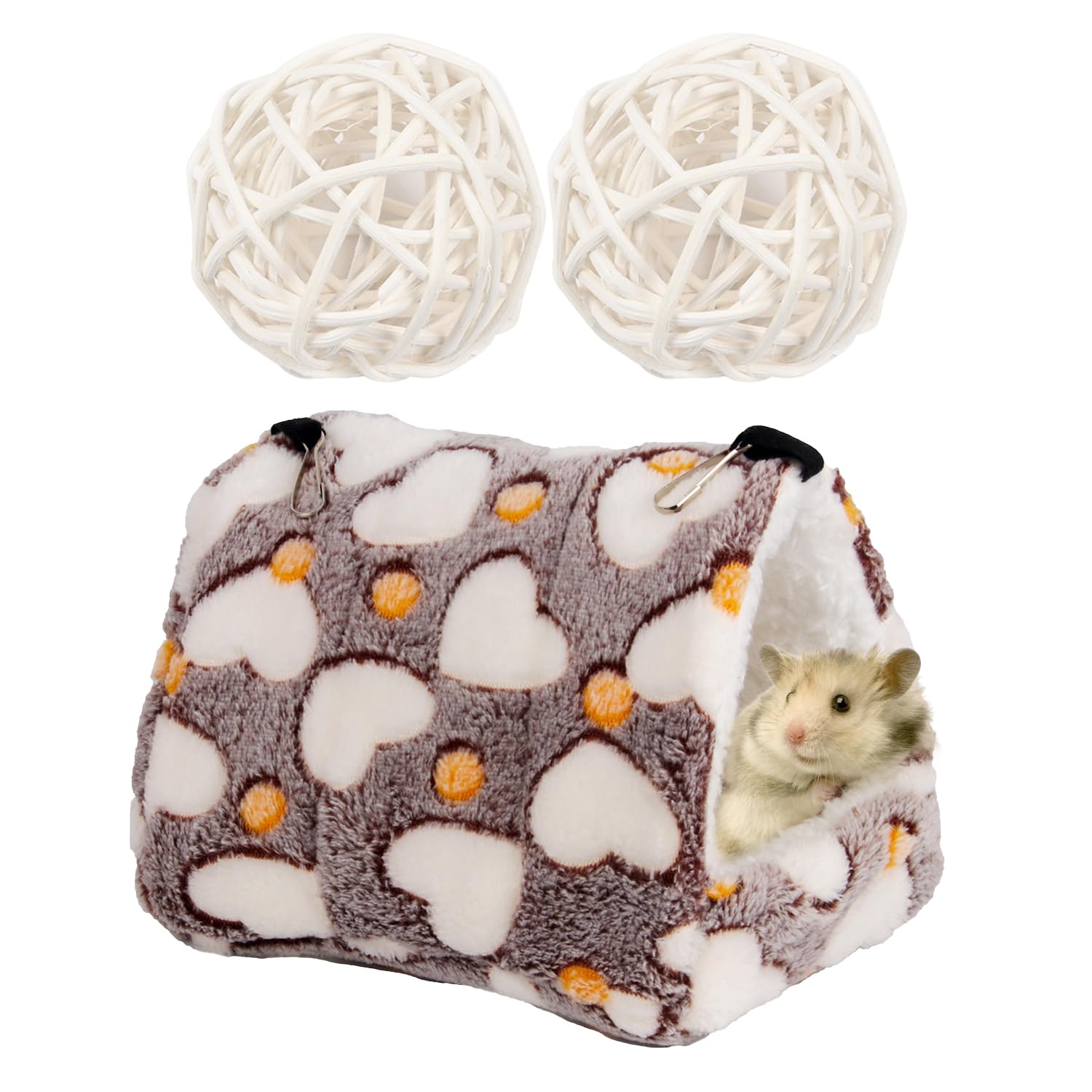 1 Hamster Cage with Takraw Balls, Small Pet Toy Cave & Hiding Nest, Hamster Warm Nest
