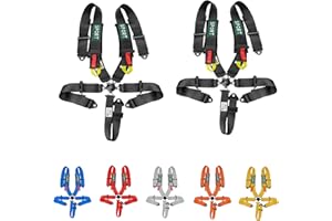2 PCS 5 Point Bucket Racing Harness Market Bucket Protection Heavy Duty Shoulder Pads Quick Release Cam Lock Latch Mechanism 
