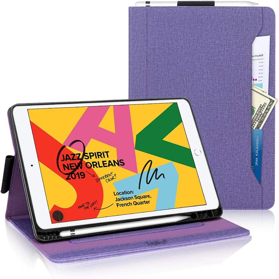 Amazon Ipad 8 ケース Ipad 10 2 ケース第８世代 Ipad 10 2 ケース第7世代 19 Toplive 高級puレザー スタンド機能 オートスリープ機能 カードポケット付き ペンホルダー付き 手帳型 薄型 耐衝撃 全面保護 Ipad 10 2インチ 19モデル 第8 7世代用