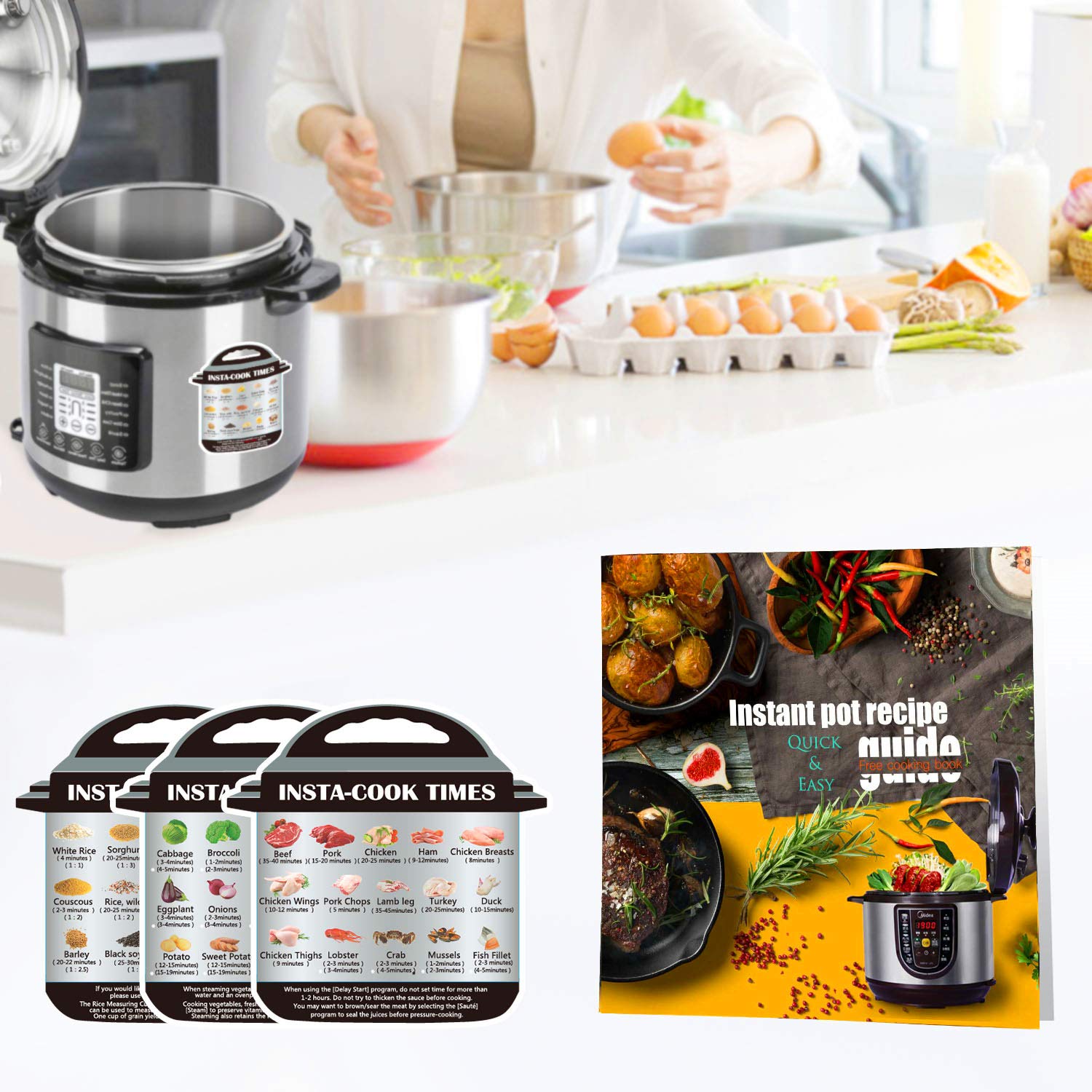 3-Quart-Accessories-Set with Tempered Glass Lid Sealing Rings Compatible with Instant Pot Mini 3, Including Steamer Basket Springform Pan Egg Rack Trivet for 3 Qt Instapot, Cookbook, Cover