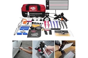 Super PDR Dent Remover Tool for Car, Paintless Dent Removal Kit with Bridge Puller, Dent Lifte, T-Bar, PDR Light, Slide Hammer for Small & Large Dent, Car Dent Puller Kit Auto Body Dent Remove