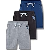 Liberty Pro 3-Pack Boys Athletic Jogger Shorts Soft Terry Pull On Sweat Shorts for Kids with Pockets & Adjustable Drawstring