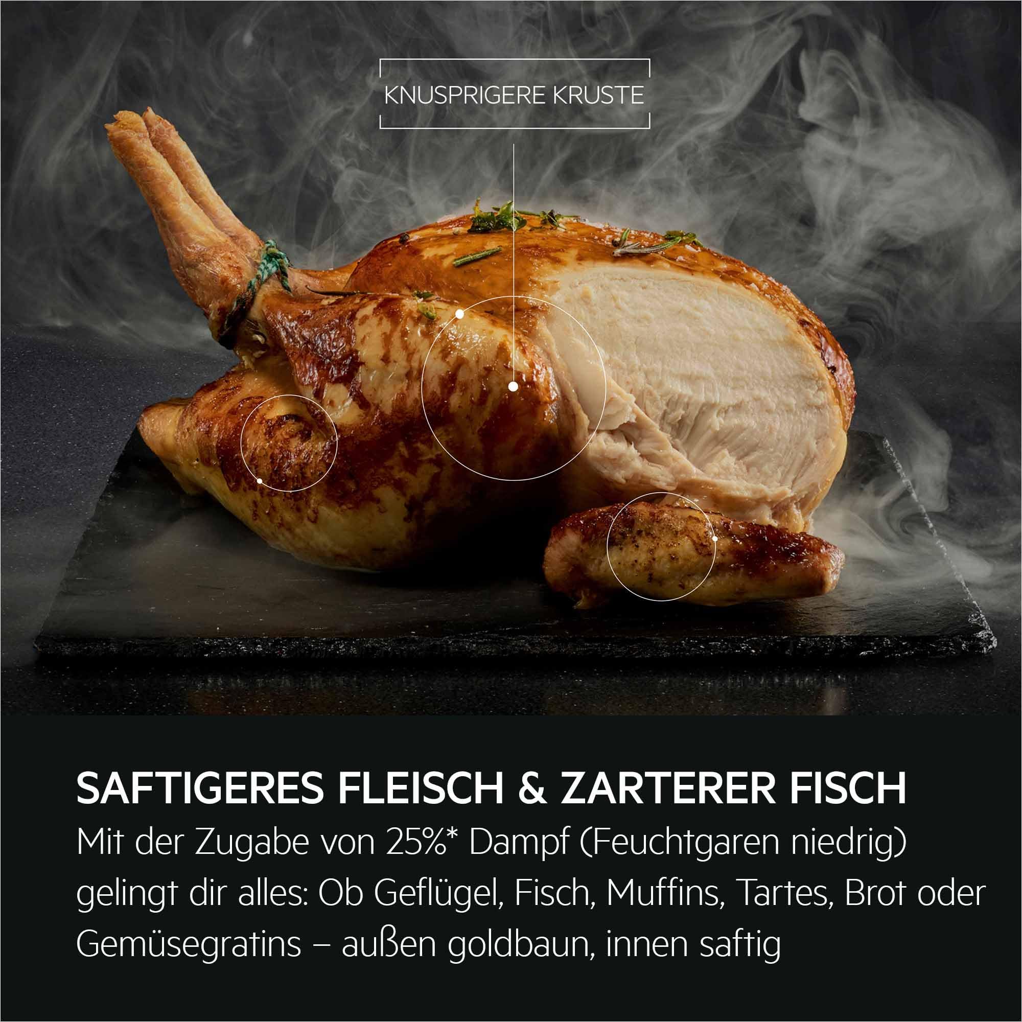 AEG Wifi Einbaubackofen, Serie 6 LED-Touchdisplay, Pyrolyse Selbstreinigung, 25% Dampfunterstützung: Außen Knusprig & Innen Saftig, Kerntemperatursensor für punktgenaues Garen, TR6PB50WSB 6