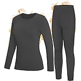 Roadbox Thermal Underwear Sets for Women, Long Johns Fleece Lined Top & Bottom, Warm Skiing Base Layer Cold Weather Winter