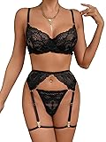 Lilosy Sexy Floral Embroidery Mesh Sheer Underwire