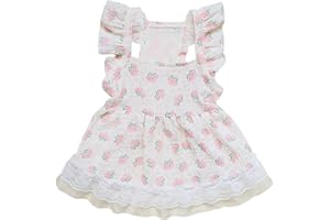 QWINEE Cute Flower Pattern Dog Dress Ruffle Trim Princess Dress Cat Vest Dress Lace Trim Summer Dress Pet Clothes for Small Medium Cats Dogs Kitten Puppy Pink A S