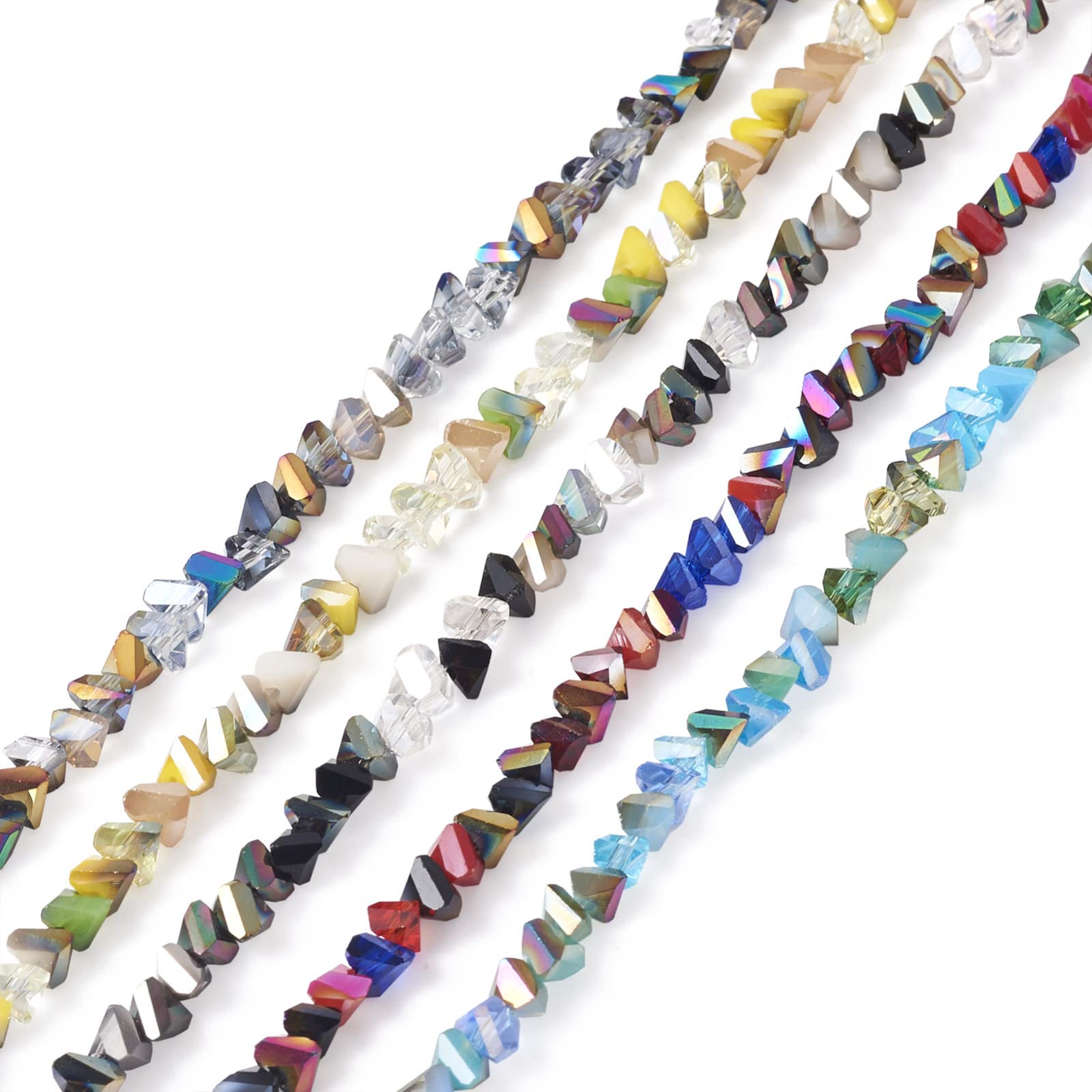 PandaHall 5 Strands Electroplate Glass Beads Strands Triangle Faceted Crystal Glass Spacer Beads for DIY Bracelet Jewellery Craft Making